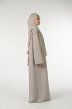 High neck abaya beige