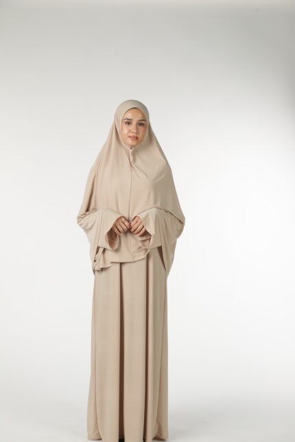 Premium jersey abaya set beige
